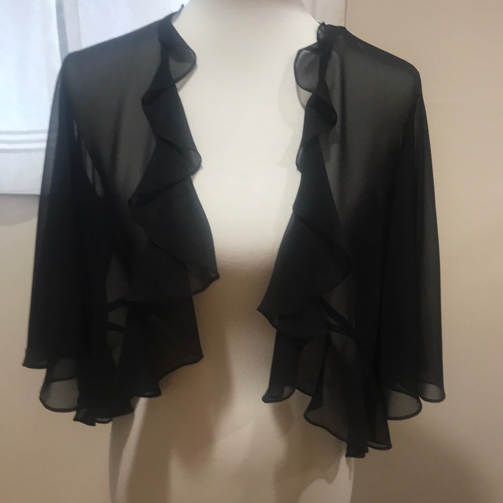 Alex evenings ruffled bolero jacket.